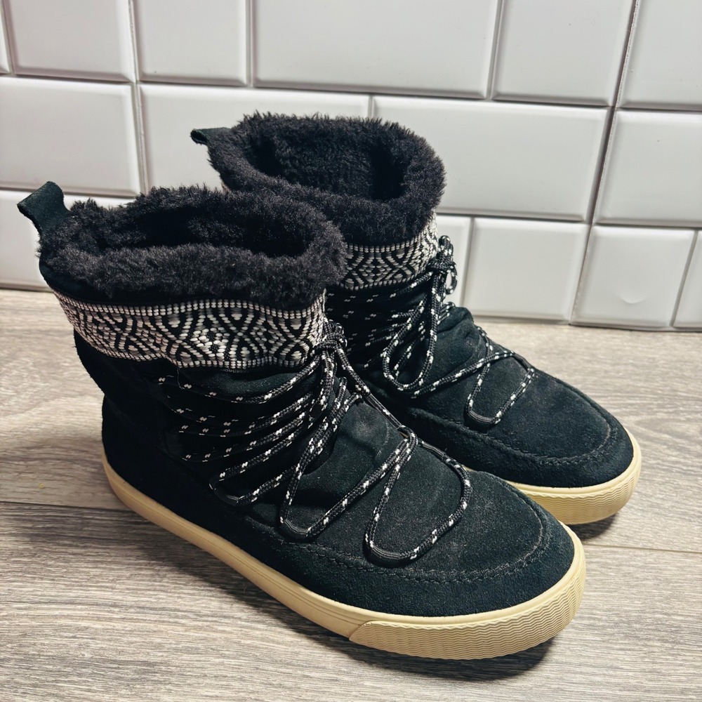 TOMS Women's Black Suede Alpine Ski Boots Size 7.5 - Picture 4 of 14